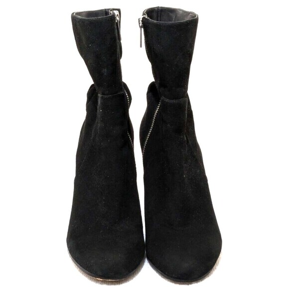 Michael Michael Kors Ankle Booties 9 Black Suede Zip 3"Block Heel V. Good - Picture 4 of 11